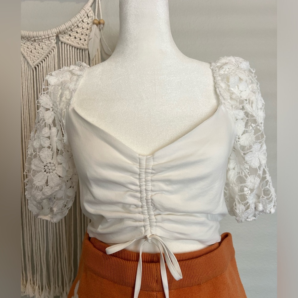 White Lace Crop Top & Soft Flower Power Shorts